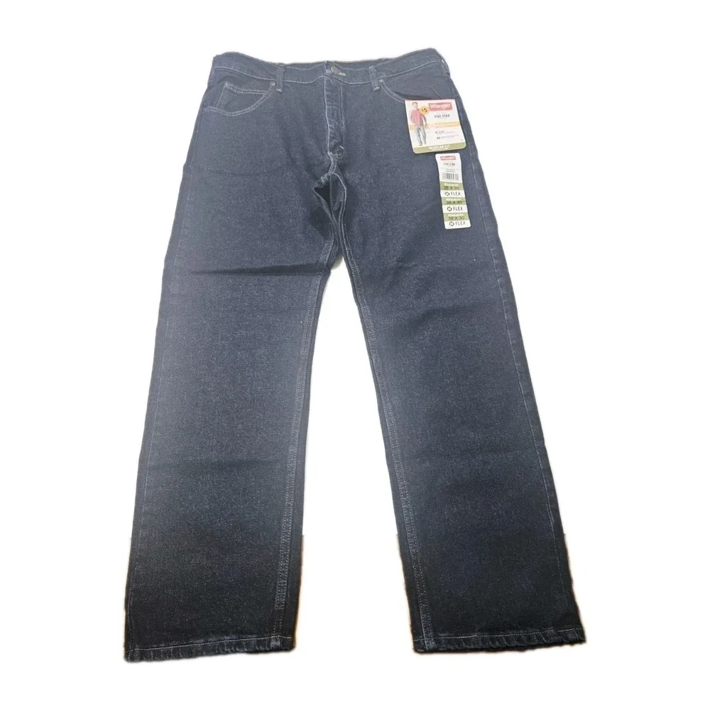 NEW Wrangler Men's Five Star Blue Jeans Size 36x30‎ Regular Fit Denim 5 Pocket